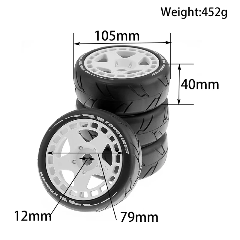 1Set 105mm Rubber Tire Plastic Wheel With 17mm Adapter For 1/8 On Road Rally RV RC Car HSP ZD Racing HPI WLtoys ARRMA SHE ZI