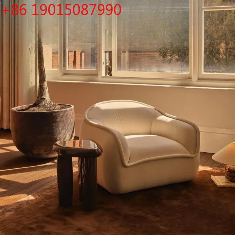 

Italian designer casual fabric French romantic cream wind lazy wind balcony study single sofa chair