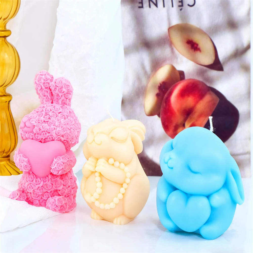 Ostern Lächeln Hase Kerze Form Umarmung Hase Silikon Form Für Aromatherapie Kerze Seife Gips Form Wohnkultur Ostern Geschenk
