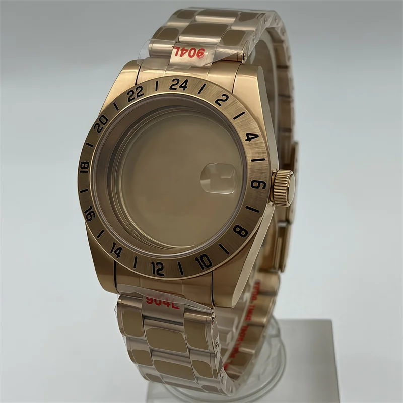 39mm 24-hour Greenwich Mean Time steel fixed bezel water-resistant case NH34 NH35 NH36 ETA2824 PT5000 movement sapphire glass
