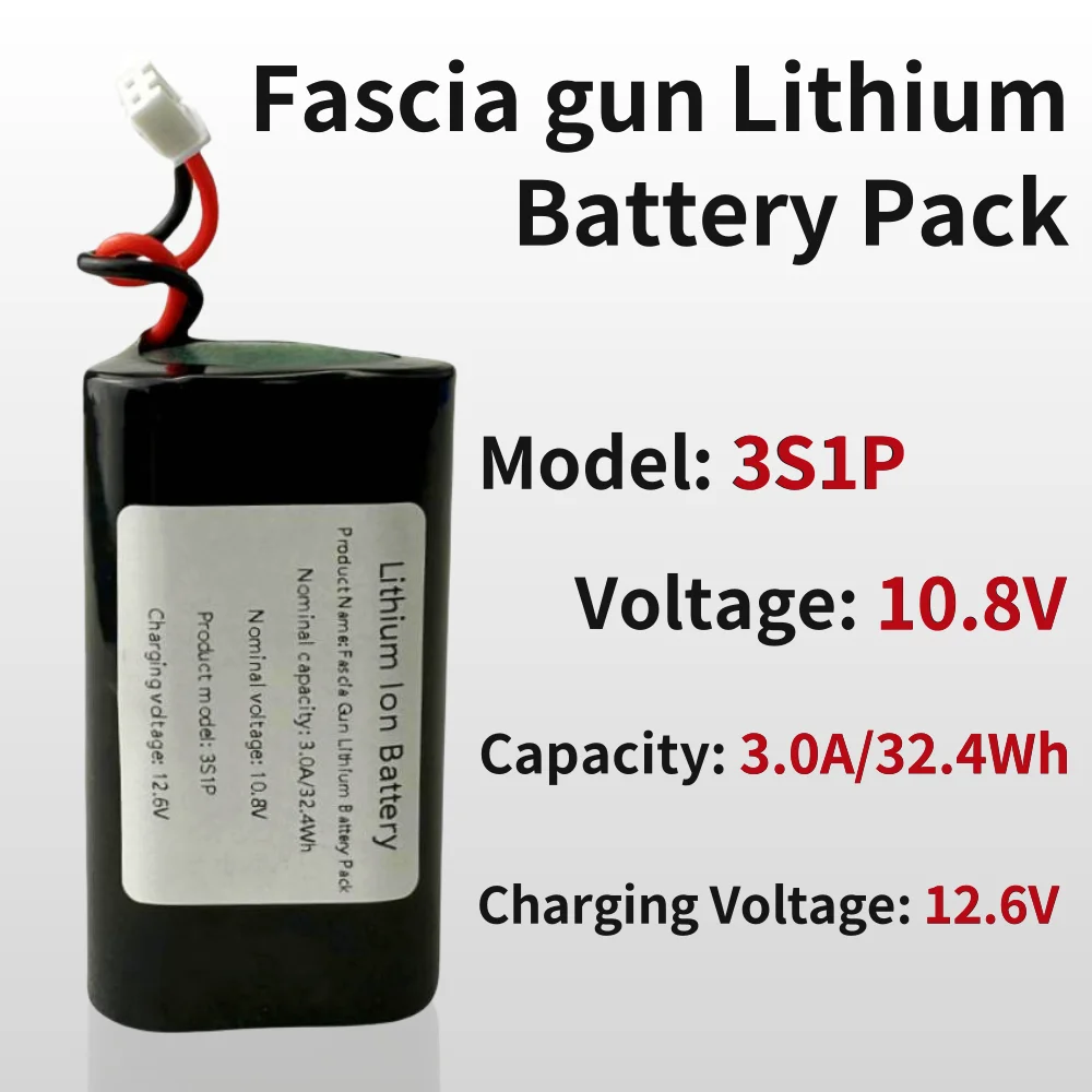 18650 3S1P Lithium-ion Rechargeable Battery Pack 10.8V 3000mAh For Massage Gun Fascia Machine Battery