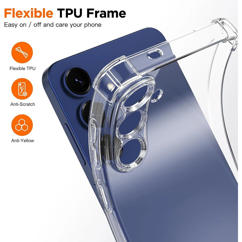Shockproof Silicone Case For Samsung Galaxy S25 Edge S24 S23 S21 FE S22 Ultra Plus 5G Clear Ultra Thin Soft Cover S25ultra Shell