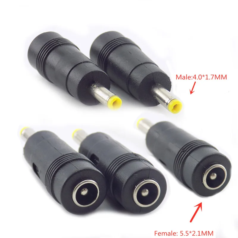 1/5 sztuk AC DC złącze wtykowe zasilania żeńskie na męskie złącze adaptera Laptop kabel audio konwerter 5.5mm x 2.1mm do 4.0mm x 1.7mm