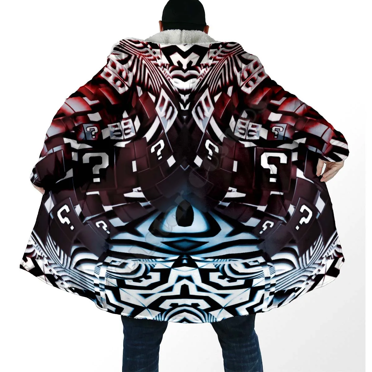 Psychedelic Elephant 3D All Over Printed Fashion Winter Men/Women Hooded Cloaks Fleece Wind Breaker Unisex Casual Warm Overcoat