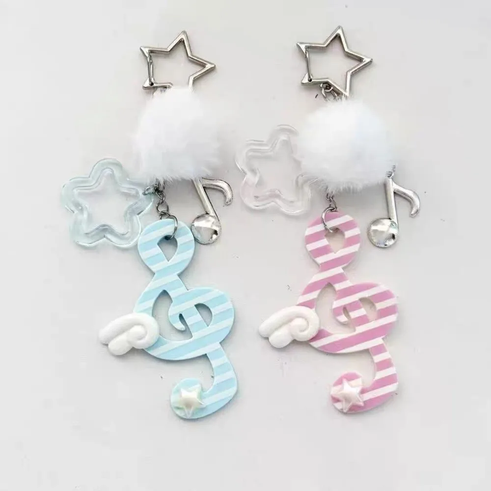 Sweet Y2K Style Musical Notes Keychain Harajuku Acrylic Pendant Portable Bag Charms Bag Decoration