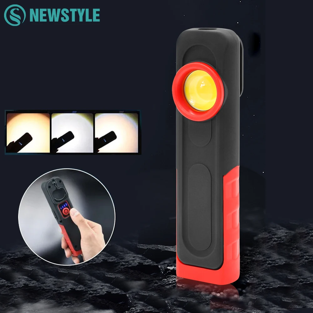 Auto-Detaillierungswerkzeuge, tragbare Taschenlampe, COB-LED, wiederaufladbar, superhelles