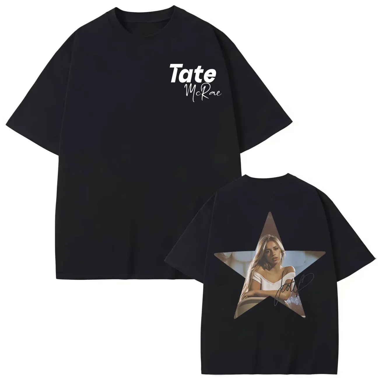 

Singer Tate McRae Double Sided Print T-shirt Men Women Fashion Hip Hop Short Sleeve T-shirts Summer Casual Loose Cotton T Shirt