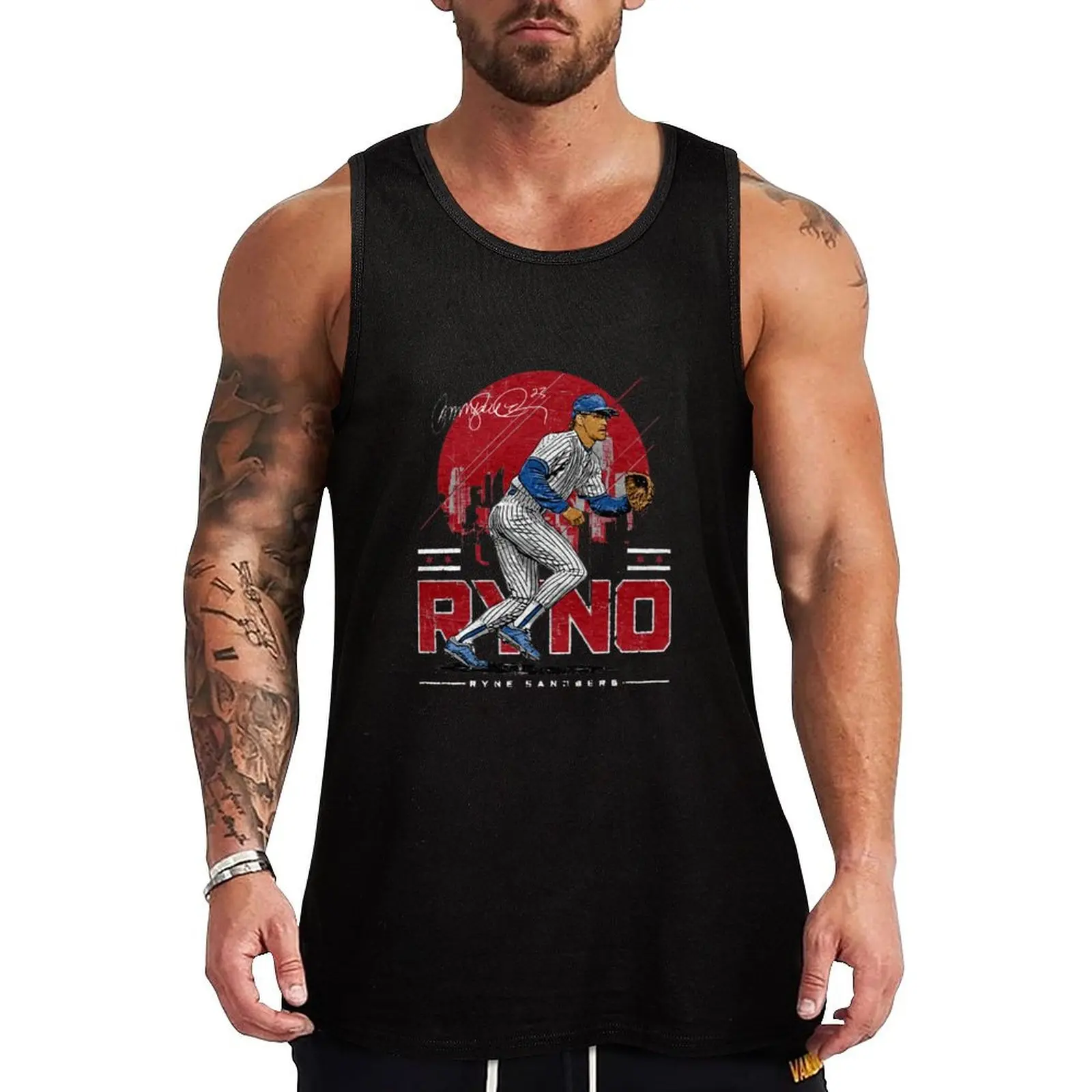 Ryne Sandberg Skyline Tank Top sleeveless gym shirt man fitness clothes for men Male vest clothes for men summer