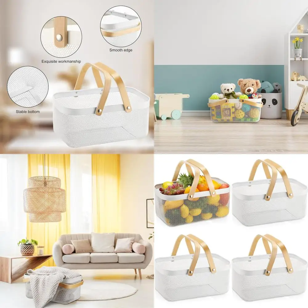 

Sturdy Metal Wire Baskets with Handles for Organizing Fruits, Vegetables, and More in Kitchen, Garden, and Home (16 x 9.8 x 7.1,