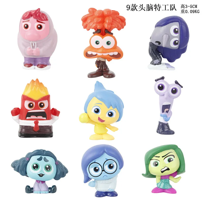 

9Pcs/Set Mini Inside Out 2 Action Figure Toy Cartoon Movie Joy Anxiety Anger Sadness Disgust Fear Model Doll Figurines Kids Gift