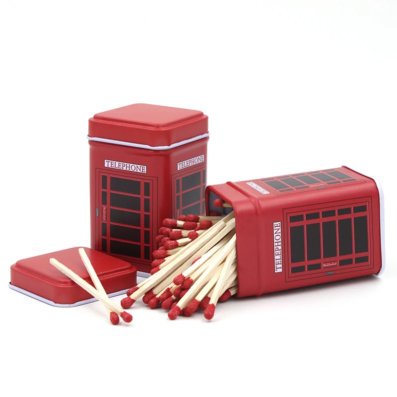 Extended Match 55mm Red Tinplate Point Smoked Pipe Cigar Professional Iron Box Safety Match