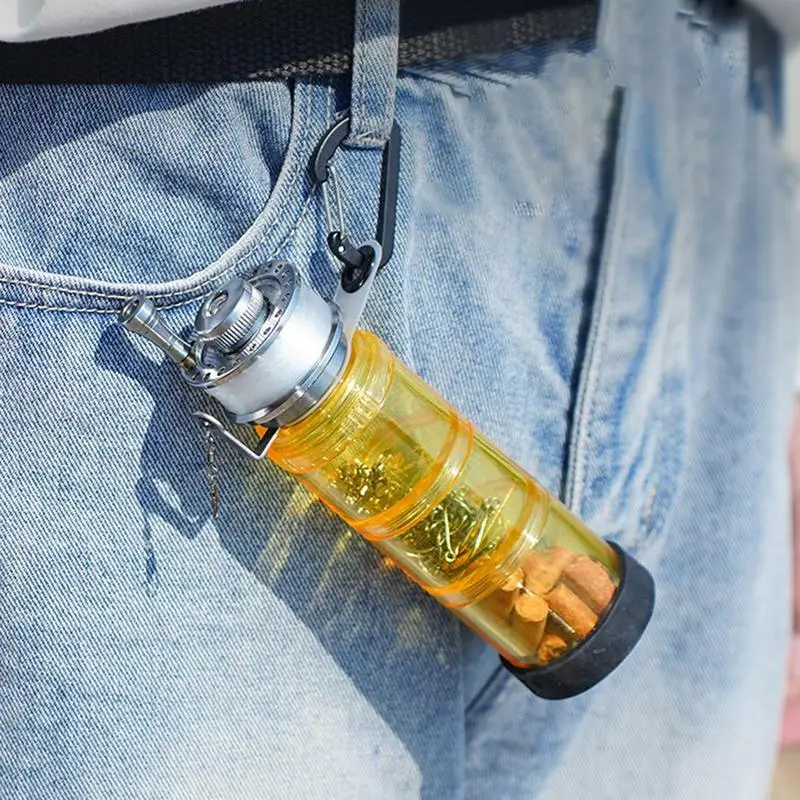 

Fishing Tackle Box Outdoor Fishing Hooks Storage Clear Shelves With Carabiner Bait Containers Angler Accessory For Backpack