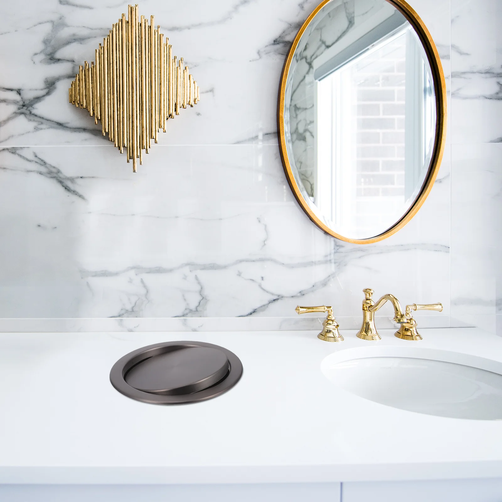 

Flip Top Trash Can Lid Stainless Steel Scratch Resistant Quiet Swing Cover For Kitchen Bathroom Garbage Bin Flush Mount Waste