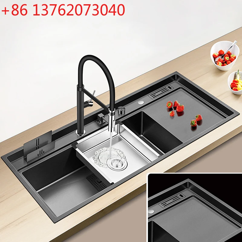 

ASRAS 11850 Single Large Size Nano Kitchen Sink SUS 304 Stainless Steel 4mm Thickness With Drain Plate Handmade Kitchen Sinks