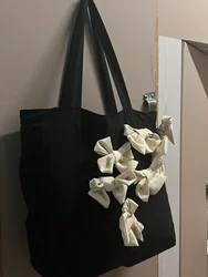 Bolsa de ombro portátil para mulheres, arco de damasco, estilo preguiçoso, grande, alta capacidade, viagem, sacola, meninas doces