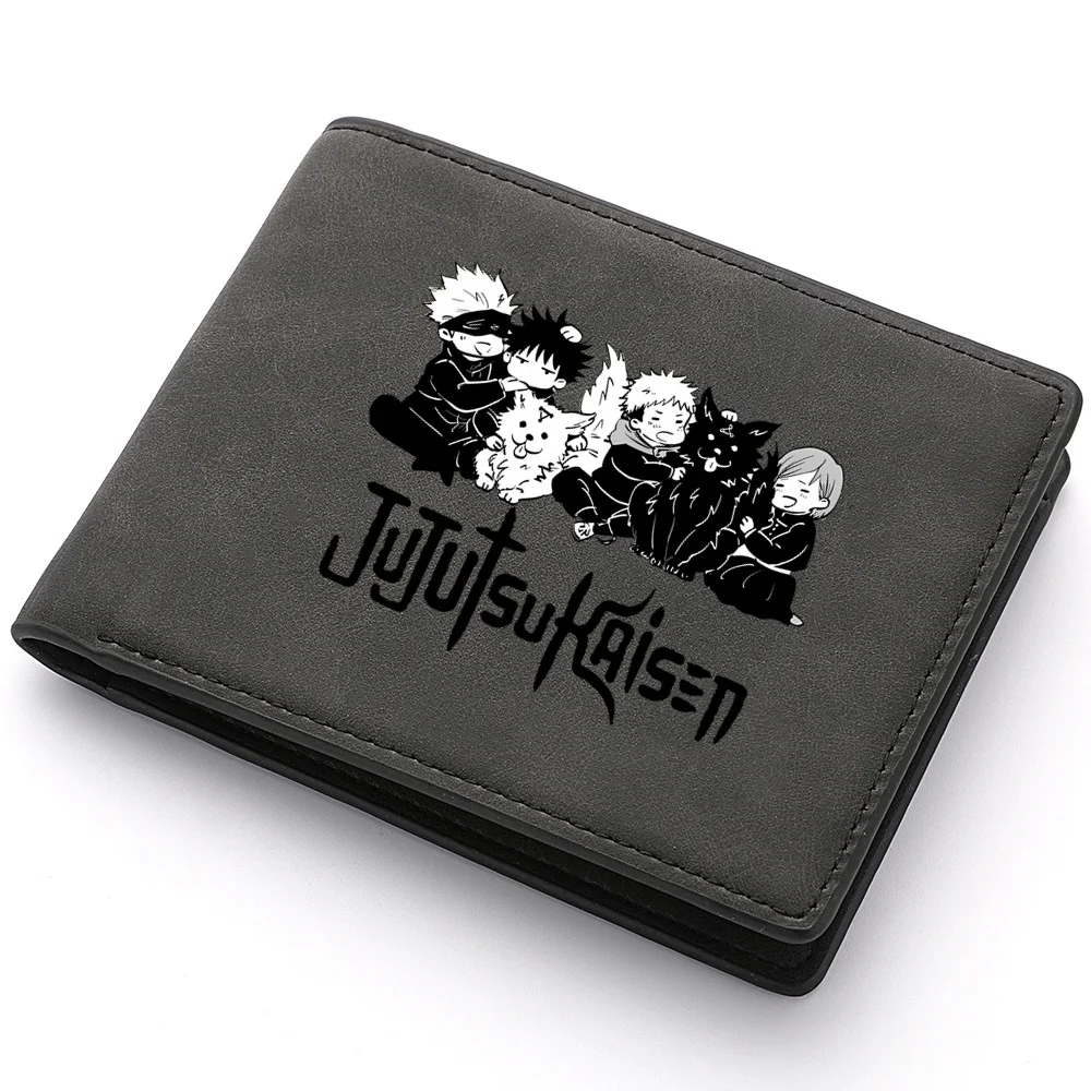 Jujutsu-kaisen-cartera de Anime para hombre, tarjetero, billetera para fotos, Clips para dinero, tarjetas de identificación, monedero para tarjetas