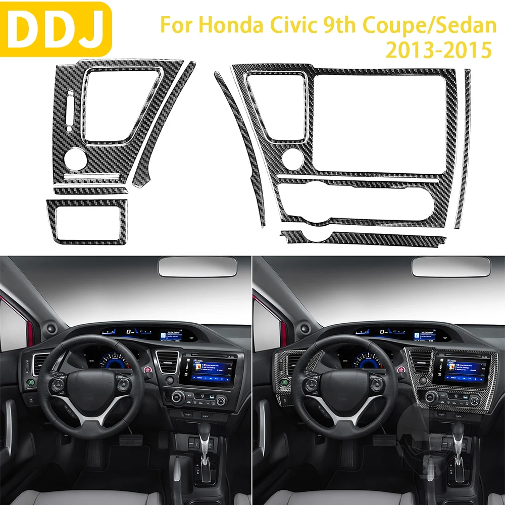 

For Honda Civic 9th Coupe/Sedan 2013-2015 Accessories Carbon Fiber Car Interior Air Outlet Console Set Sticker