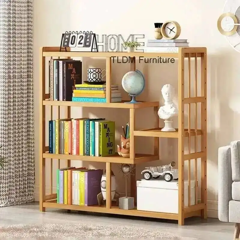 Organizer Room Rack Bamboo Modern Home Simple Bookshelf Display Bookcases Book Living Multi-layer Desk Storage Furniture Stand Y