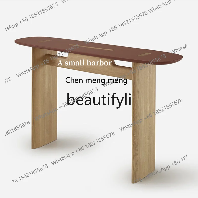 Wabi Sandy Wind Solid Wood Entrance Table Light Luxury Minimalist Retro Aisle Entrance Table Designer Art Bar Entrance Cabinet