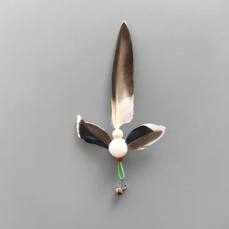 3pcs/5pcs Random Color Artificial Insect Feather Cat Toy Teaser Stick for Changing Heads Feather Pet Toys Wand Accessories