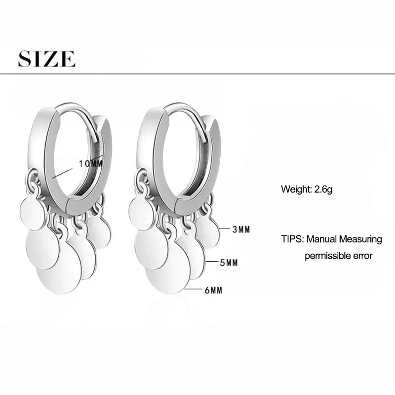 Ins Round Disc Tassel Earrings for Women Silver Color  Earrings Oorbellen Pendientes 2024 New Trendy