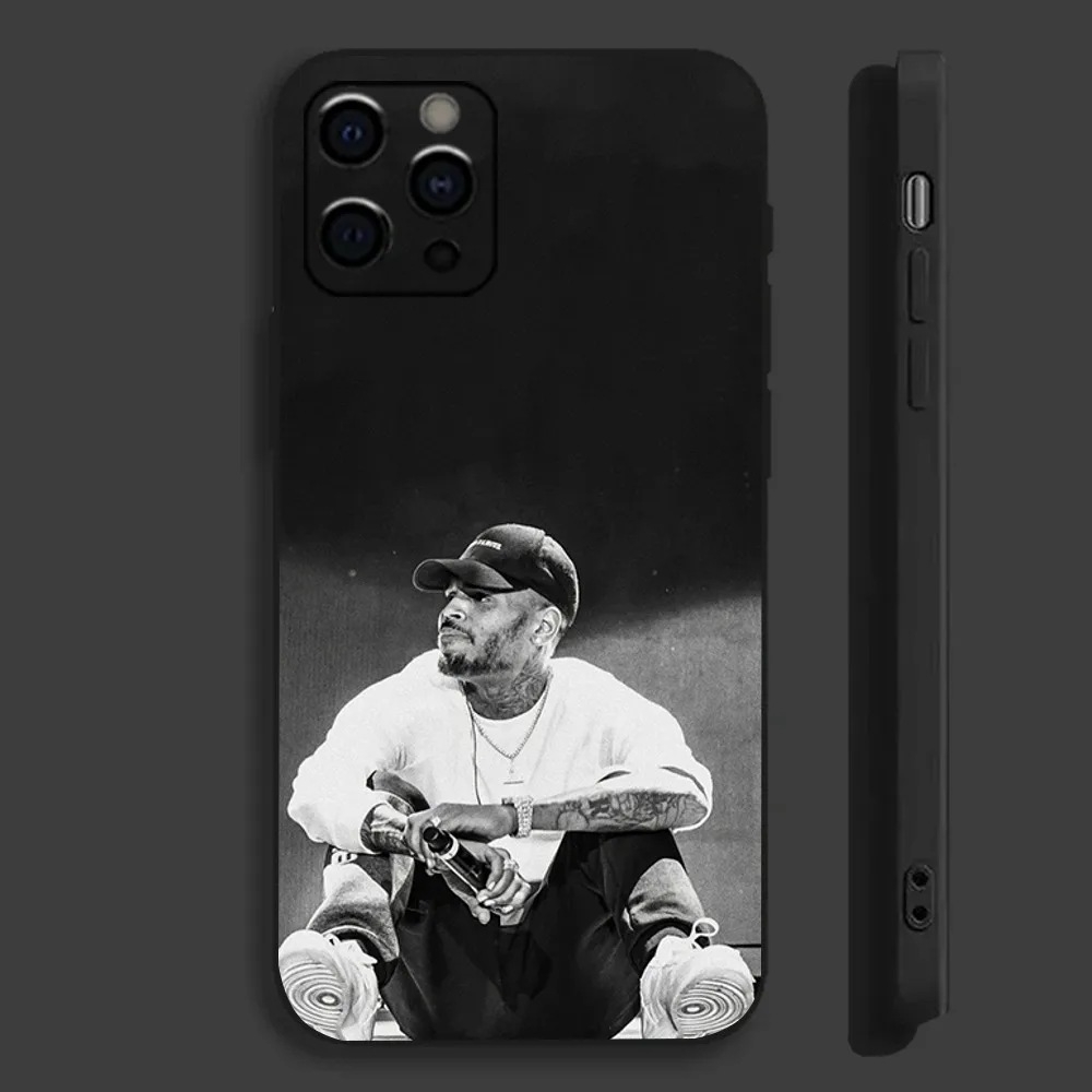 C-Chris B-Brown American Rapper Phone Case For Apple iPhone 15,14,13,12,11,Pro,X,XS,Max,XR,Plus,Mini Soft Black Cover