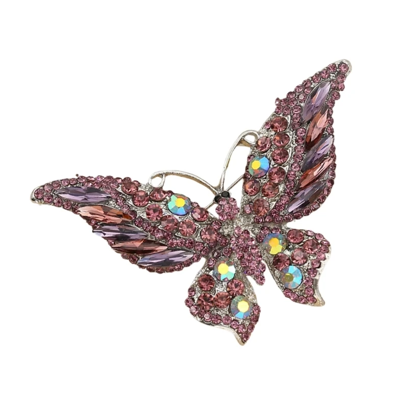 Unique Enamel Butterfly Brooch Adorned With Crystals Stylish Outfit Enhancer C71A