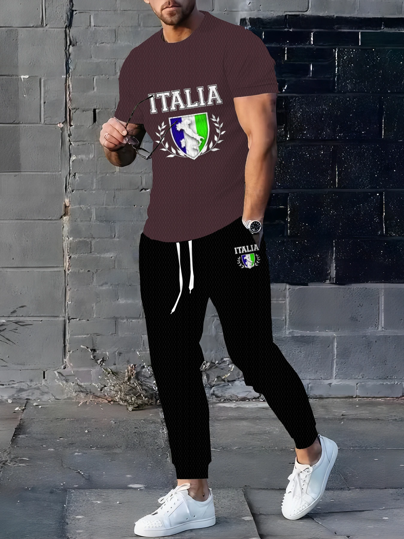 

Summer new men's suit round neck sporty casual fashionable and comfortable clothing