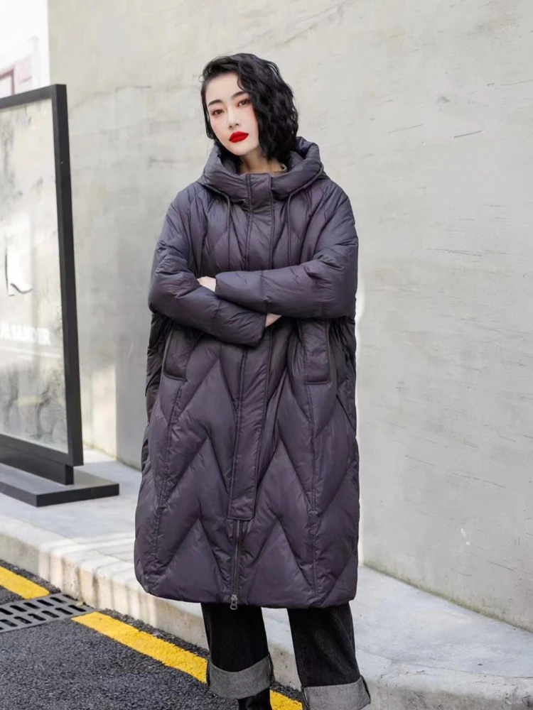 Winter Jackets Woman 2024 Large Size Thickened Long Down Coats 90% White Duck Down Warm Hooded Casual Loose Outwear Female
