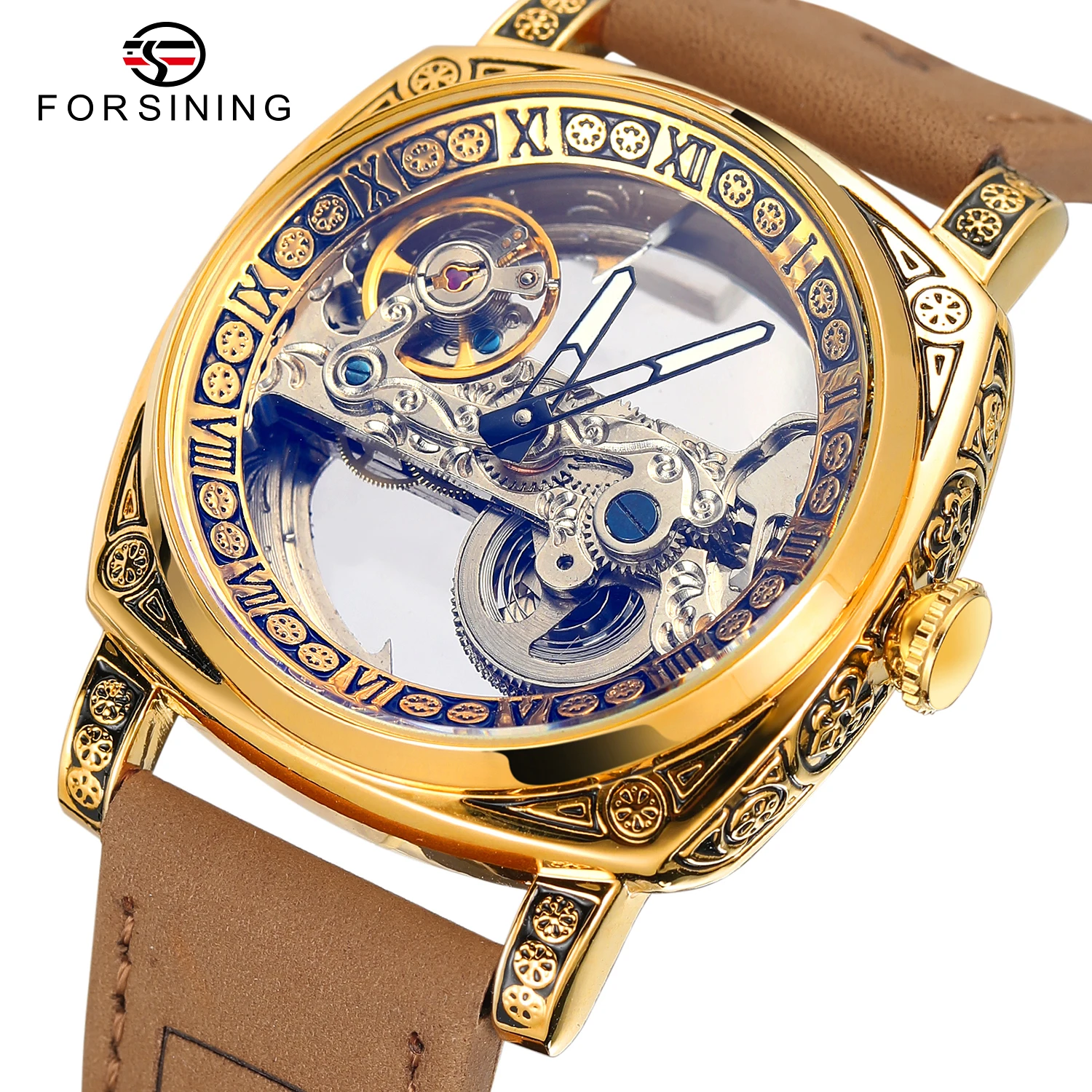 Top Brands Mechanical Men Watch Fashion Casual Business Skeleton Hollow Out Male Wristwatch New Leather Strap Man\'s Watches