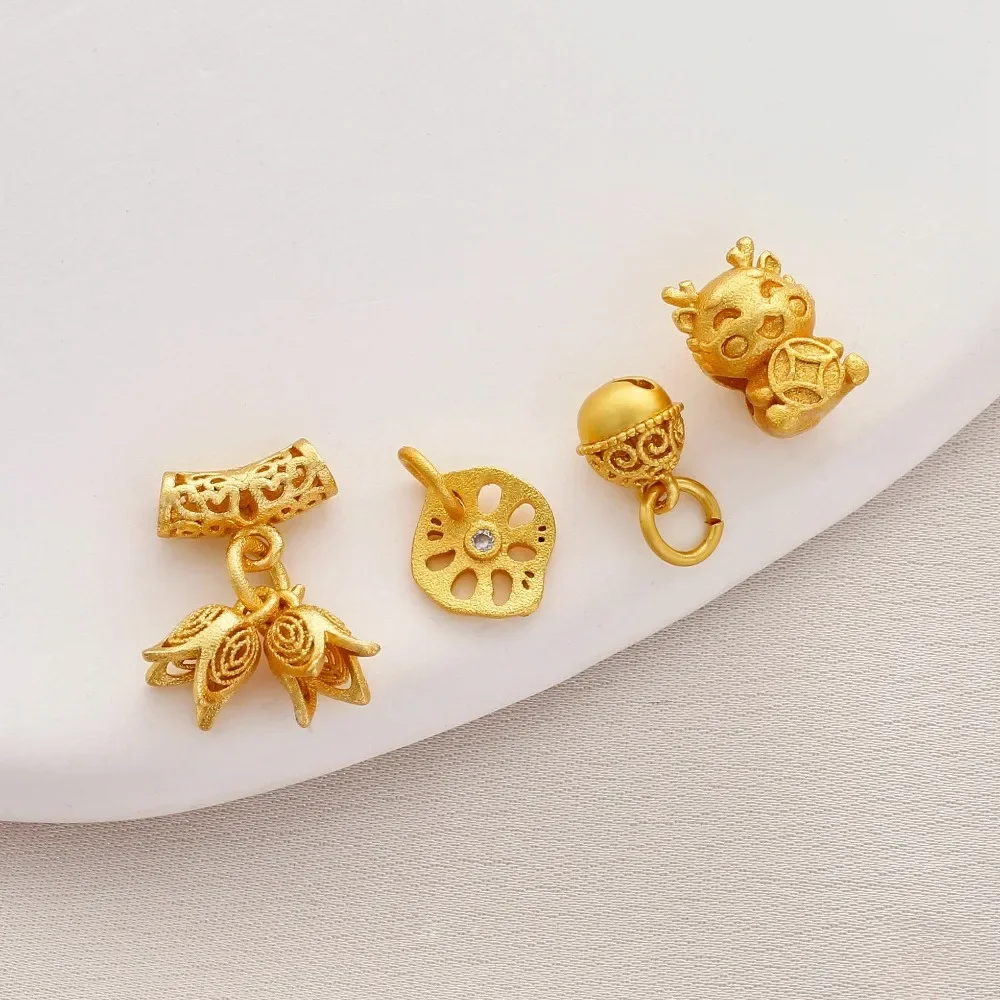 

Sand Gold Color Retention 18K Dumb Gold Bell Bluebell Grass Flower Lotus Root Pendant Money Dragon Baby Bead Diy Accessories