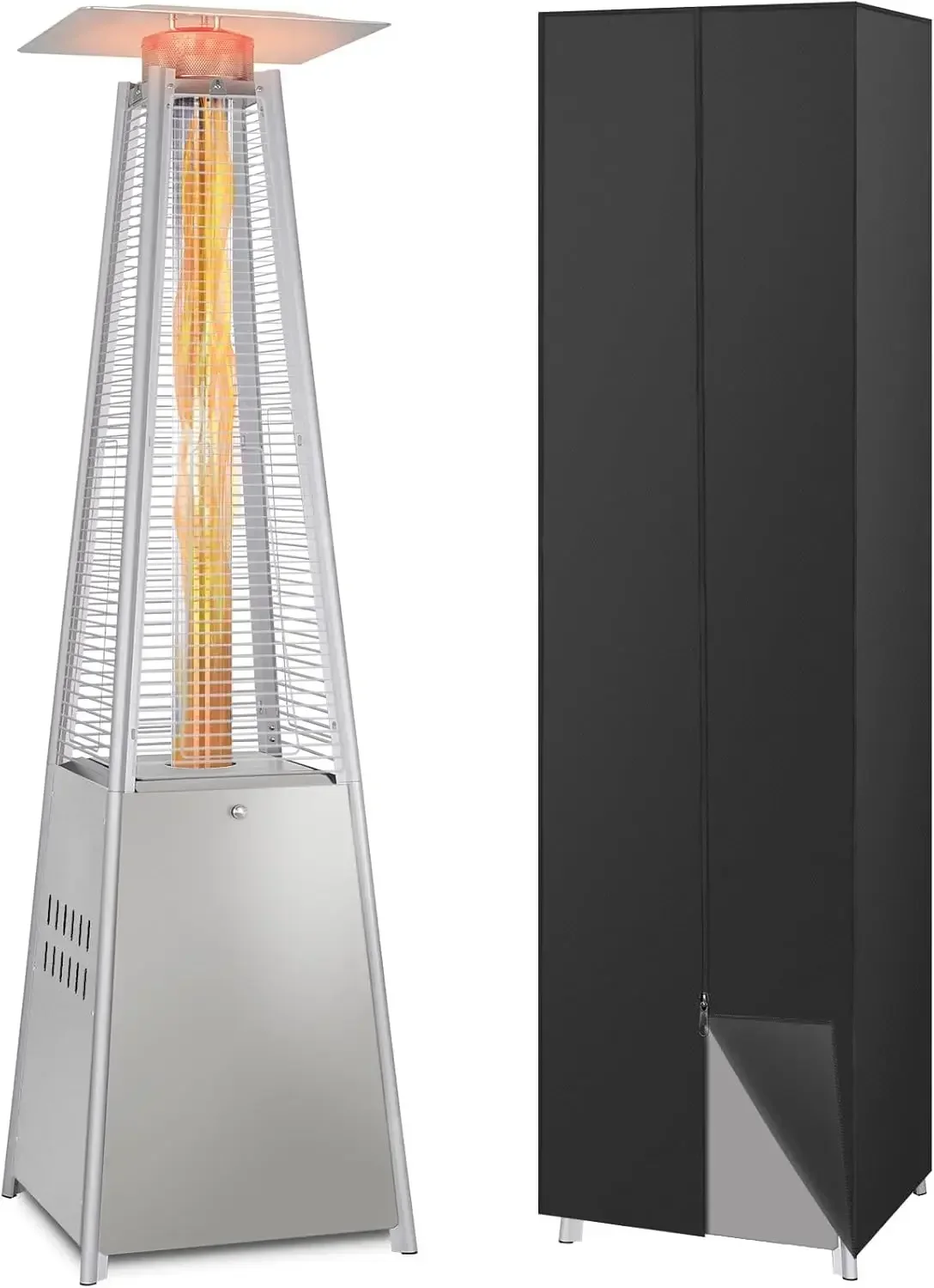 

Pyramid Patio Heater, Glass Tube Propane Patio Heater with Wheels and Cover, Outdoor Propane Heaters for Backyard, Garden, Patio
