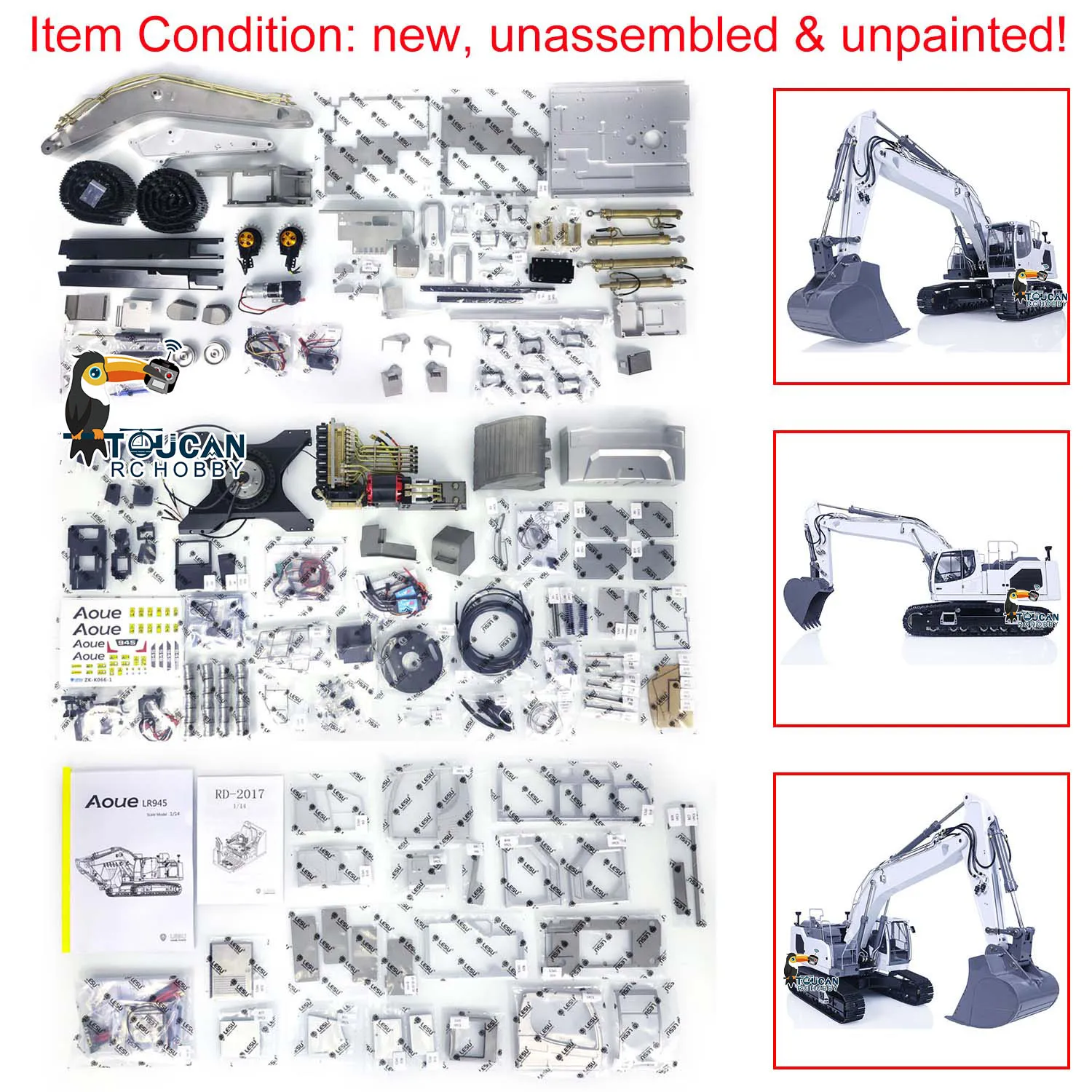 LESU LR945 KIT RC sistema di illuminazione per escavatore idraulico in metallo 1/14 modello di escavatore telecomandato modello non verniciato non