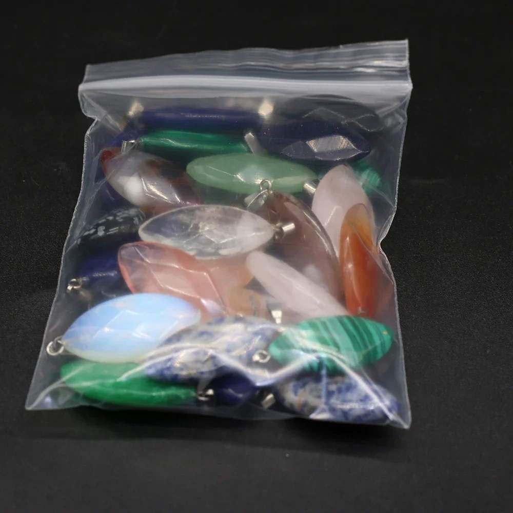 6pcs Natural Agate Flat Piece Stone Clear Quartzs Green Aventurine Pendant for Necklace Accessories Jewelry Making Size 10x33mm