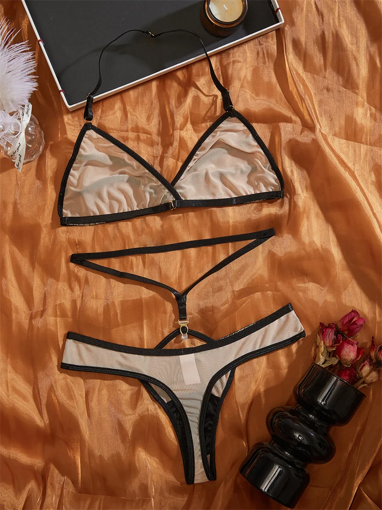 2024 Women Sexy Lingerie Hlater Bra Underwear Set Mesh Underwear Bikini Ultrathin Bandage Lingerie Erotic Hot Outfits For Girls