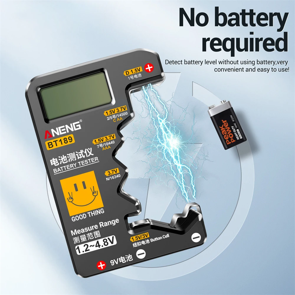 Imagem -04 - Aneng-digital Battery Tester 9v 1.5v Display Lcd Botão Universal Battery Tester Detector de Capacidade da Bateria Ferramentas Capacitância Bt189