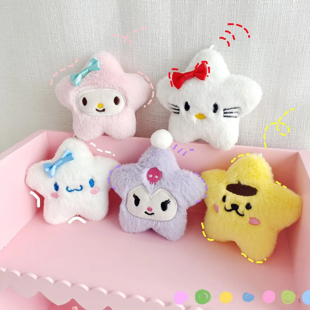 Sanrio pluszowa gwiazda wisiorek Cartoon Hello Kitty Kuromi Melody miękka wypchana lalka brelok brelok do kluczy samochodowych plecak prezent dla dzieci