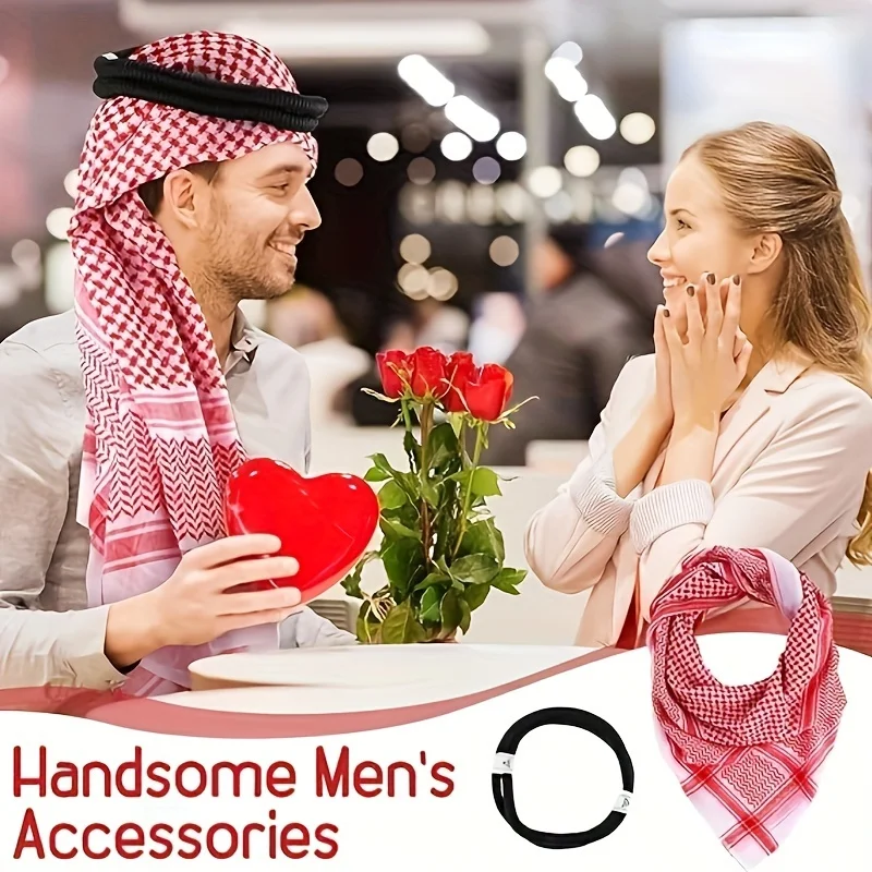 1/2 قطعة من الحجاب الصلاة للرجال على الطراز العربي، غلاف عمامة كوفية إسلامية شماغ للعبادة الدينية والسفر والارتداء اليومي