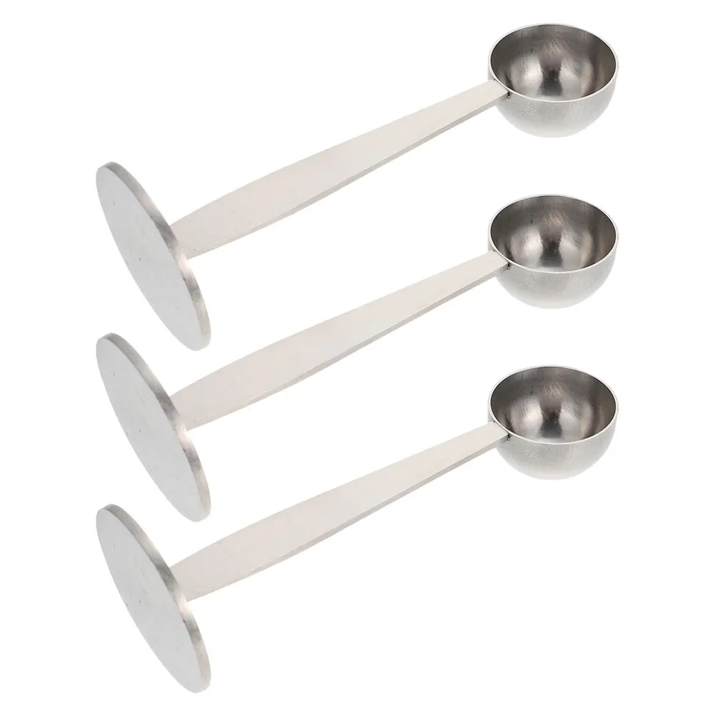 

3pcs Coffee Spoon Tamper Stainless Steel 2in1 Presser Tool Measuring Beans Easy Clean Portable Kitchen Bar Utensil