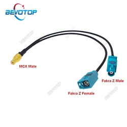 BEVOTOP MCX Male Plug to Fakra Z SMB Female + Fakra Z Male long RG174 Y Type Radio Splitter Combined RF Coaxial Cable