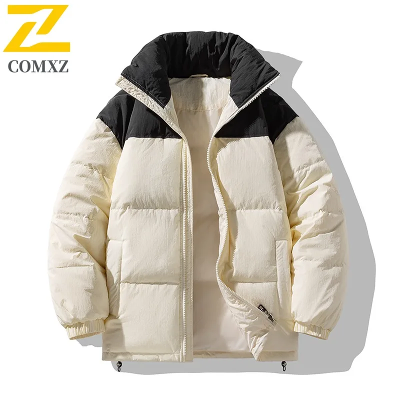 COMXZ Mens Down Jacket Casual Stand Collar Outdoor Cycling Windproof Warm Parka Coat Luxury Travel Cold Resistant Winter Coat