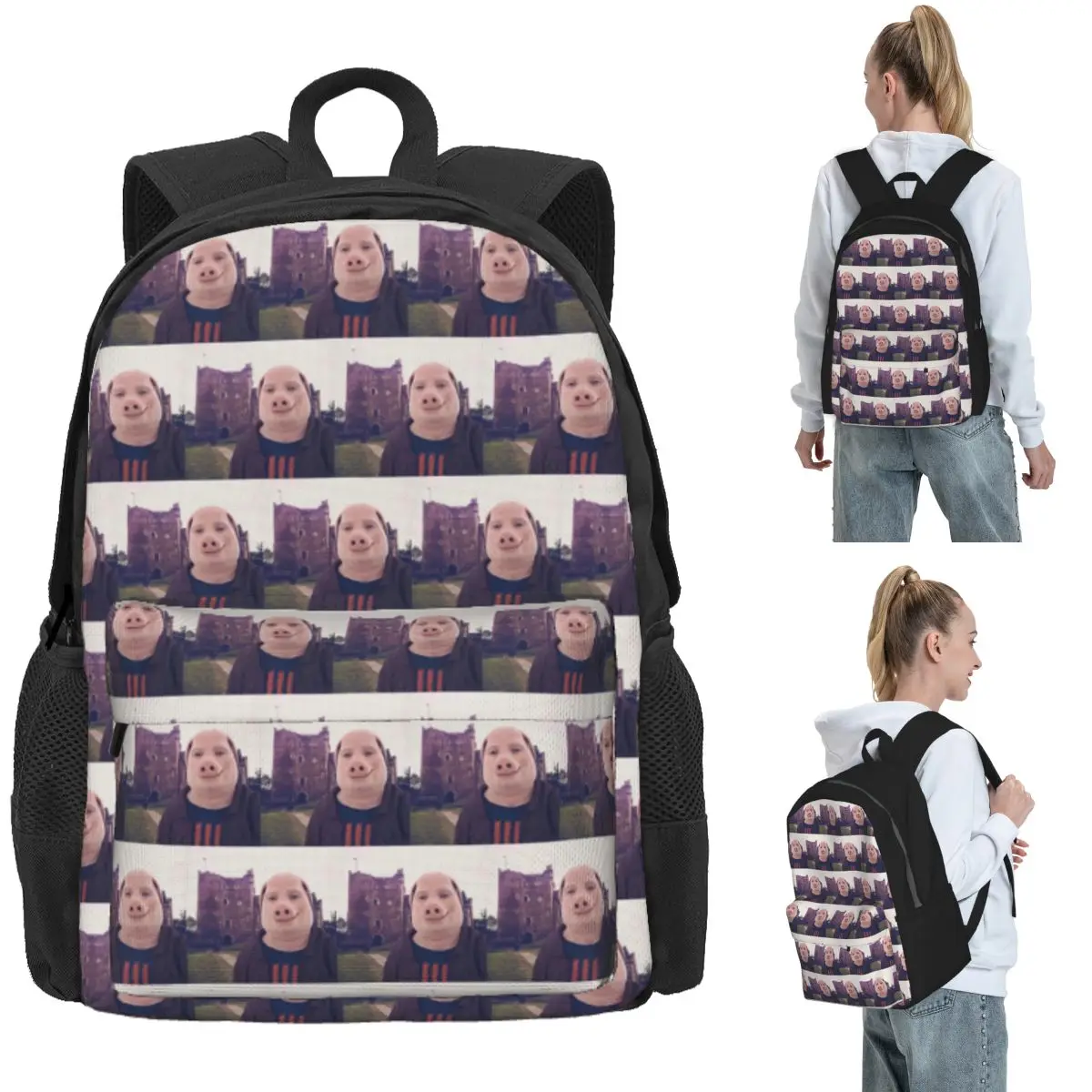 John Pork Rucksack, Tagesrucksack, großes Fassungsvermögen, Kinder-Büchertasche, Schultasche, Umhängetaschen für Männer und Frauen