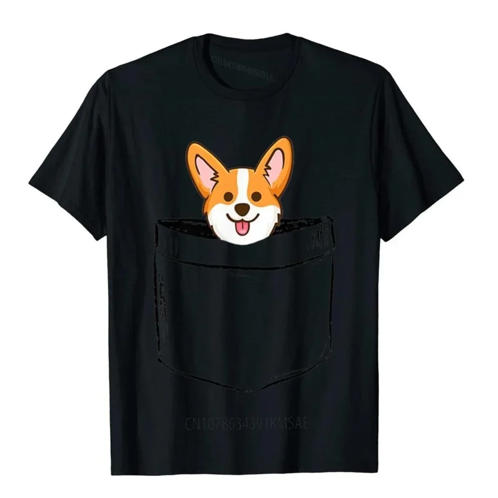 Pocket Baby Corgi Dog Love-R Dad Mom Boy Girl Funny T-Shirt T Shirt On Sale Printed Cotton Men Tops Tees 3D Style