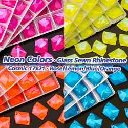 VDD Top Quality 17x21mm Cosmic AAAAA K9 Neon Glass Sew On Rhinestones Sewing Crystal Flatback Clothes Decorations Wedding Dress