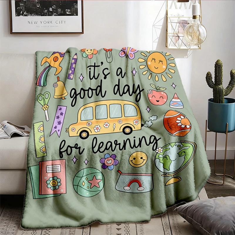 Teacher Flannel Blanket, Teach Flannel Throw, , Back To School Supplies, It's A Good Day For Learning