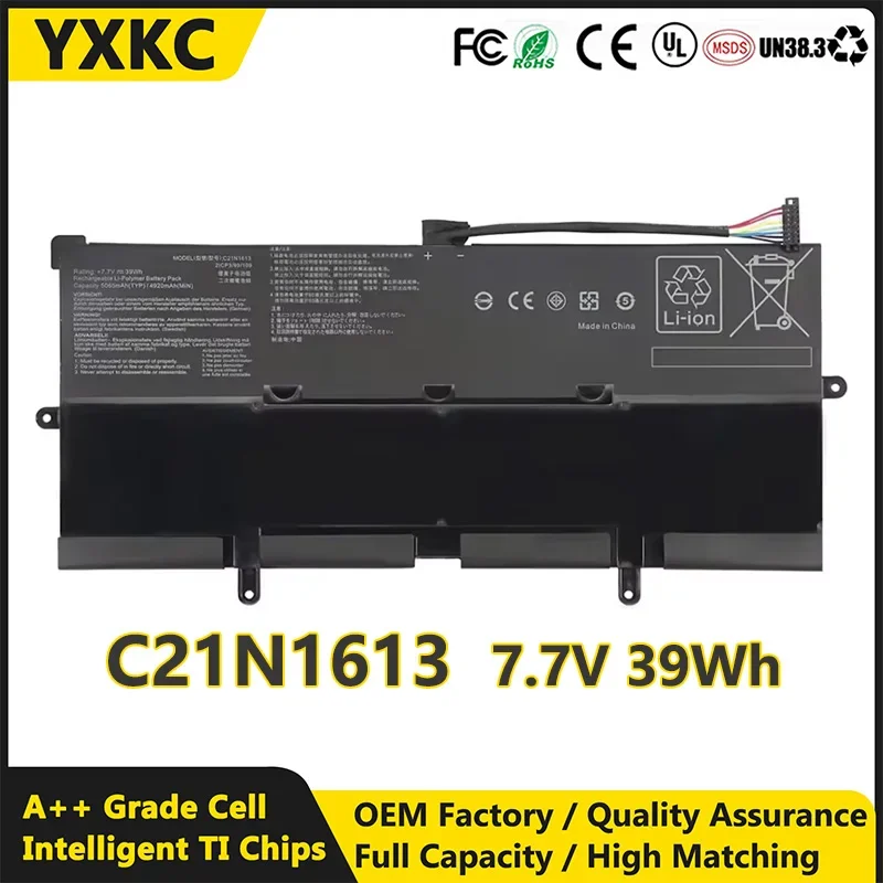 YXKC 7.7v 39Wh C21N1613 Laptop Battery For ASUS Chromebook Flip C302 C302C C302CA C302CA-DH75-G C302CA-DH54 Series Betteries