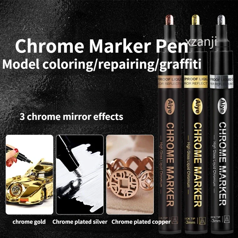 High-gloss Metal Chrome Paint Marker for DIY Mirror Plate, Silver Liquid Signature Model Electroplating