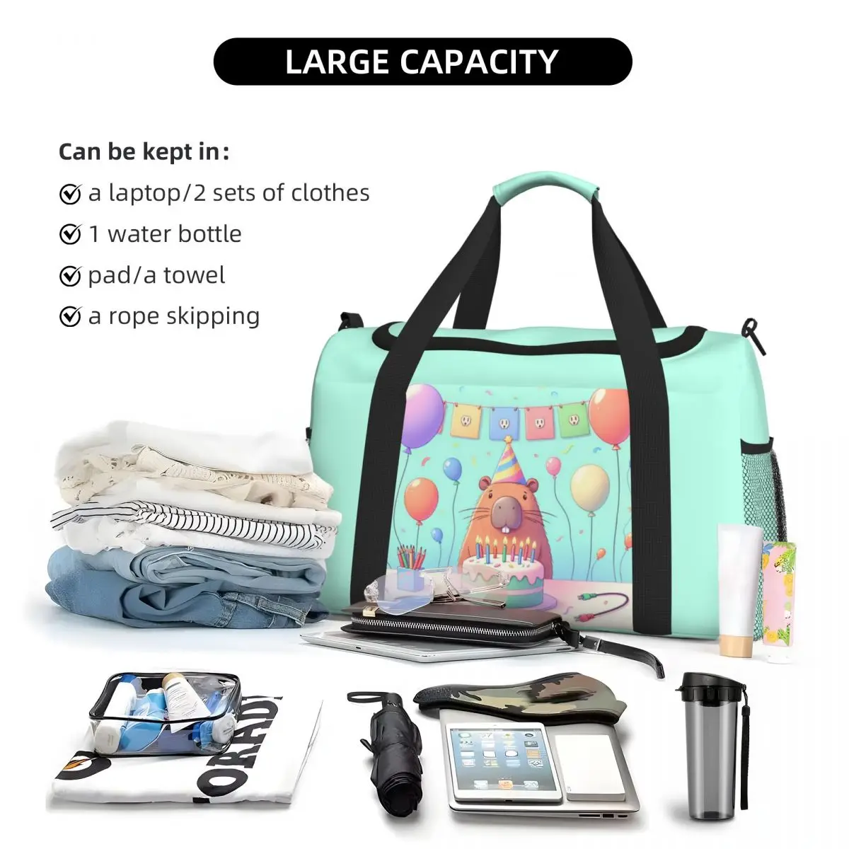 حقيبة سفر محمولة من كابي بارا، حقيبة رياضية ذات سعة كبيرة، حقيبة مدرب خفيفة الوزن تحمل على الأمتعة