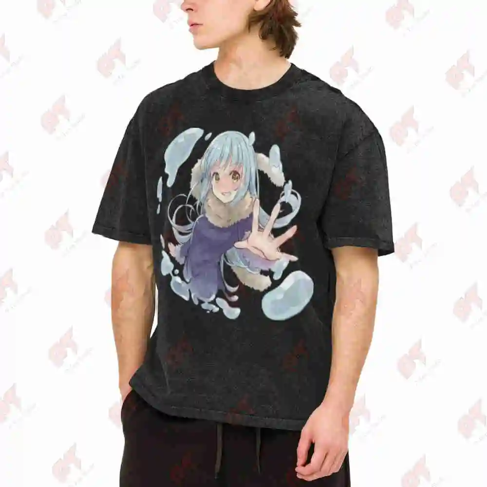Reincarnating Into Slime Limlu Vintage Washed Tee Pure Cotton T-Shirt