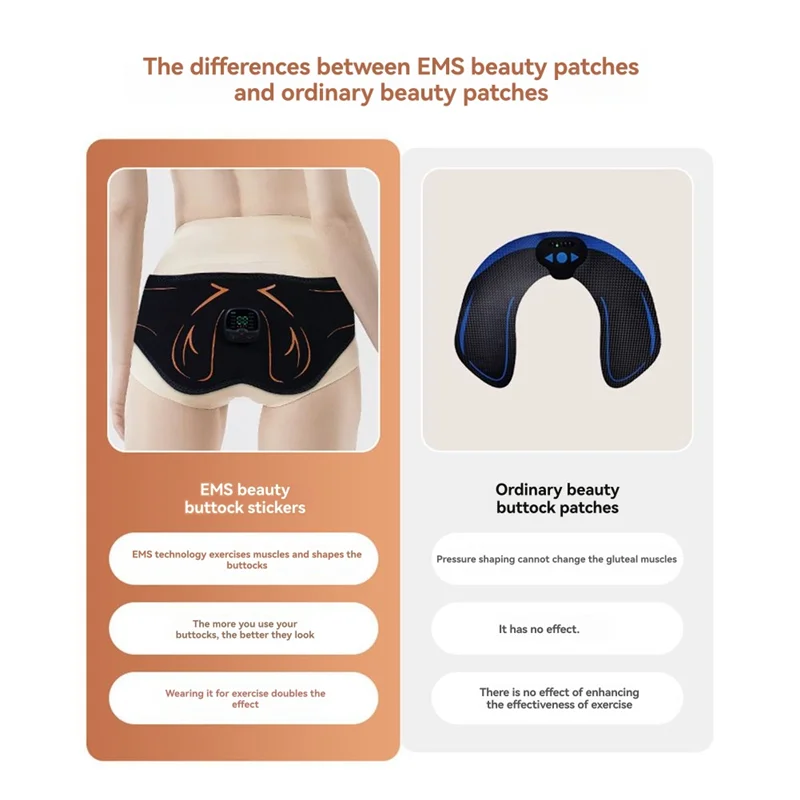

TCF-Electric Hips Trainer Butt Muscle Stimulator Fitness Weight Loss Buttocks Lifting USB Rechargable Muscle Toner